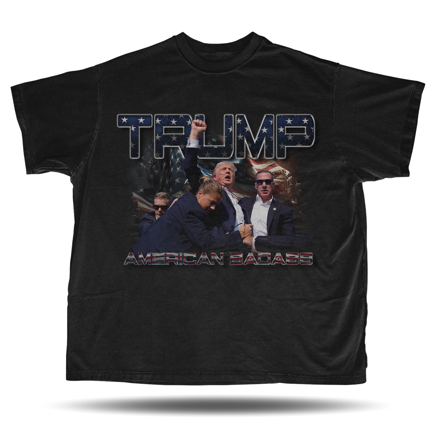Trump "American Badass" T-Shirt – Iconic Moment Surrounded by Guards