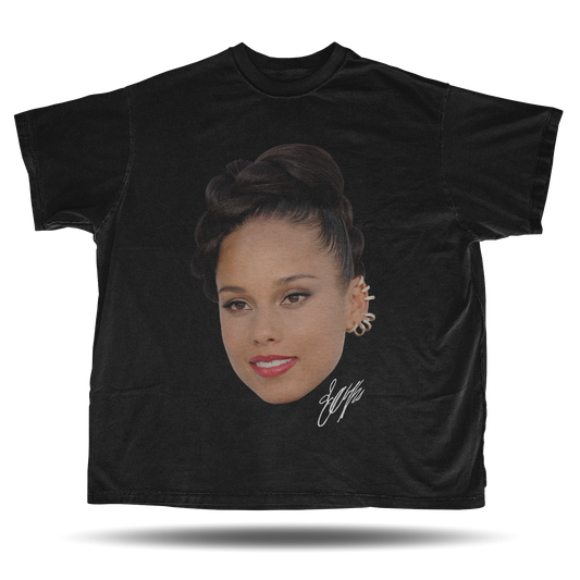 Alicia Keys - Big Head - Oversized Vintage Bootleg T-Shirt – 90s Hip-Hop Retro