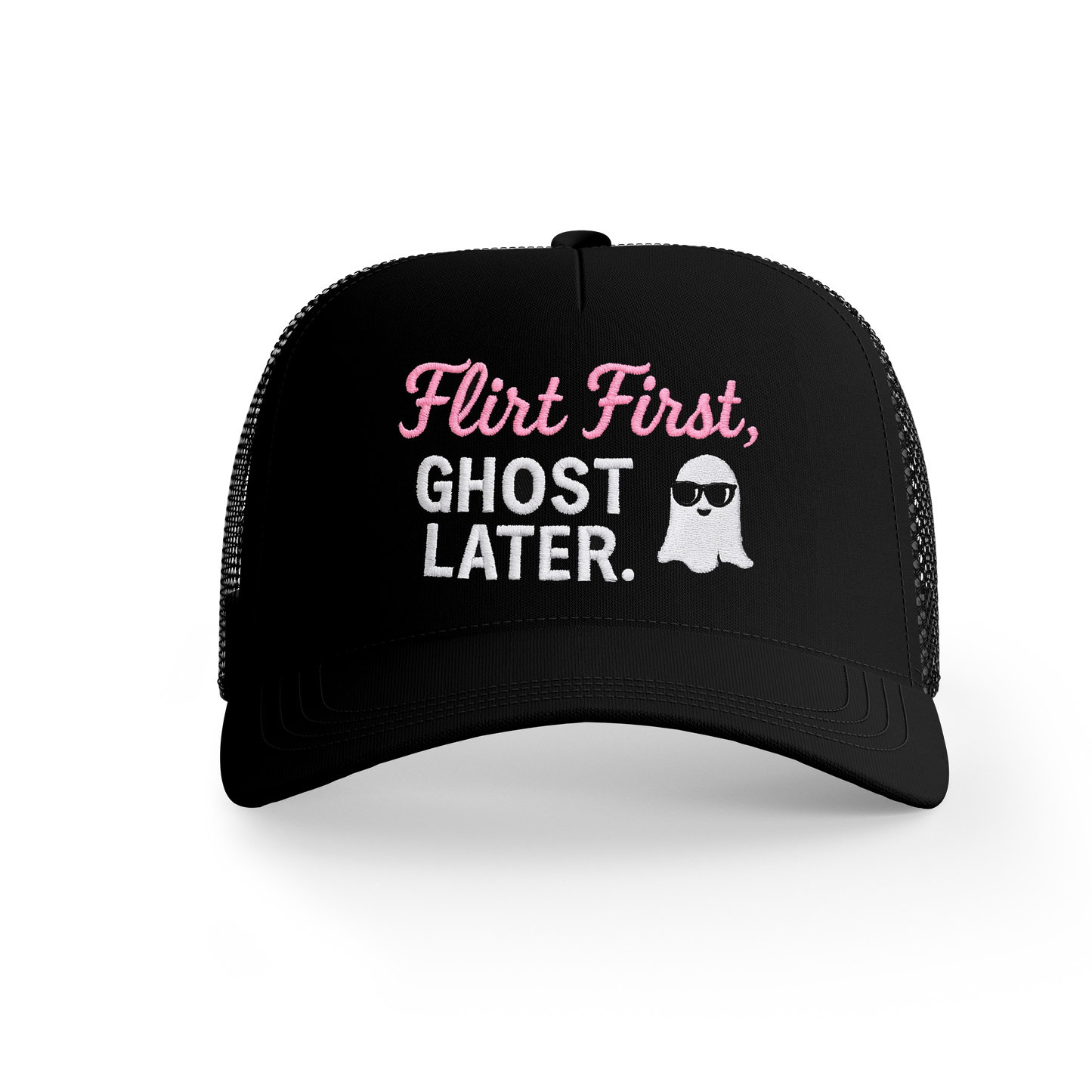 Flirt First, Ghost Later – Embroidered Cap
