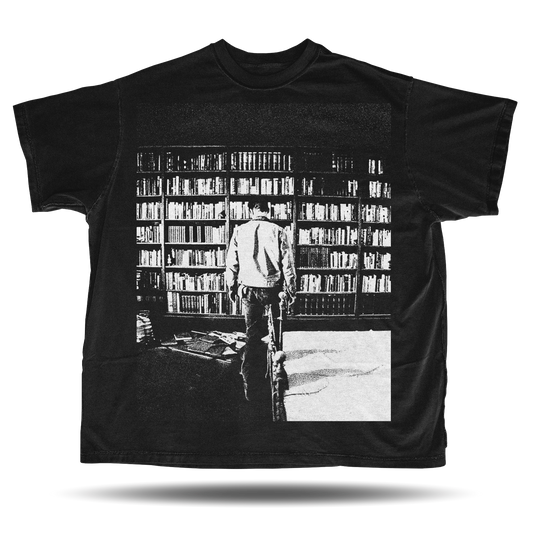 “Stay” – Interstellar Bookshelf Scene Tee