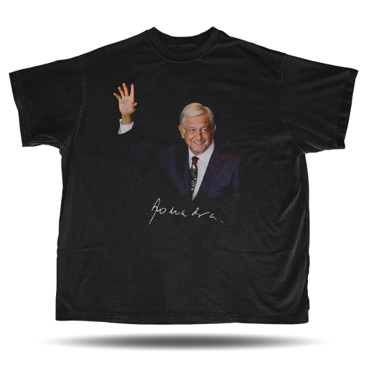 Lopez Obrador - Big Head - Oversized Vintage Bootleg T-Shirt – 90s Hip-Hop Retro