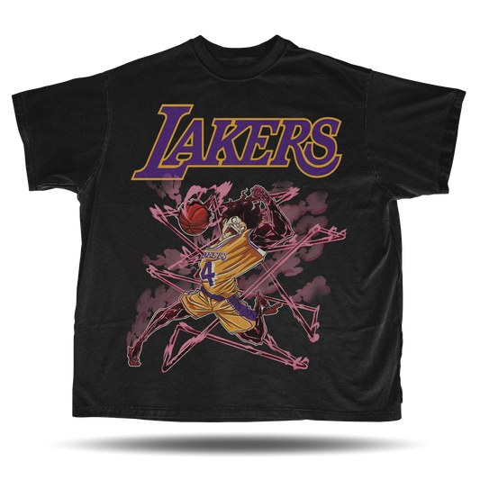 Lakers One Piece Luffy Oversized Vintage Bootleg T-Shirt