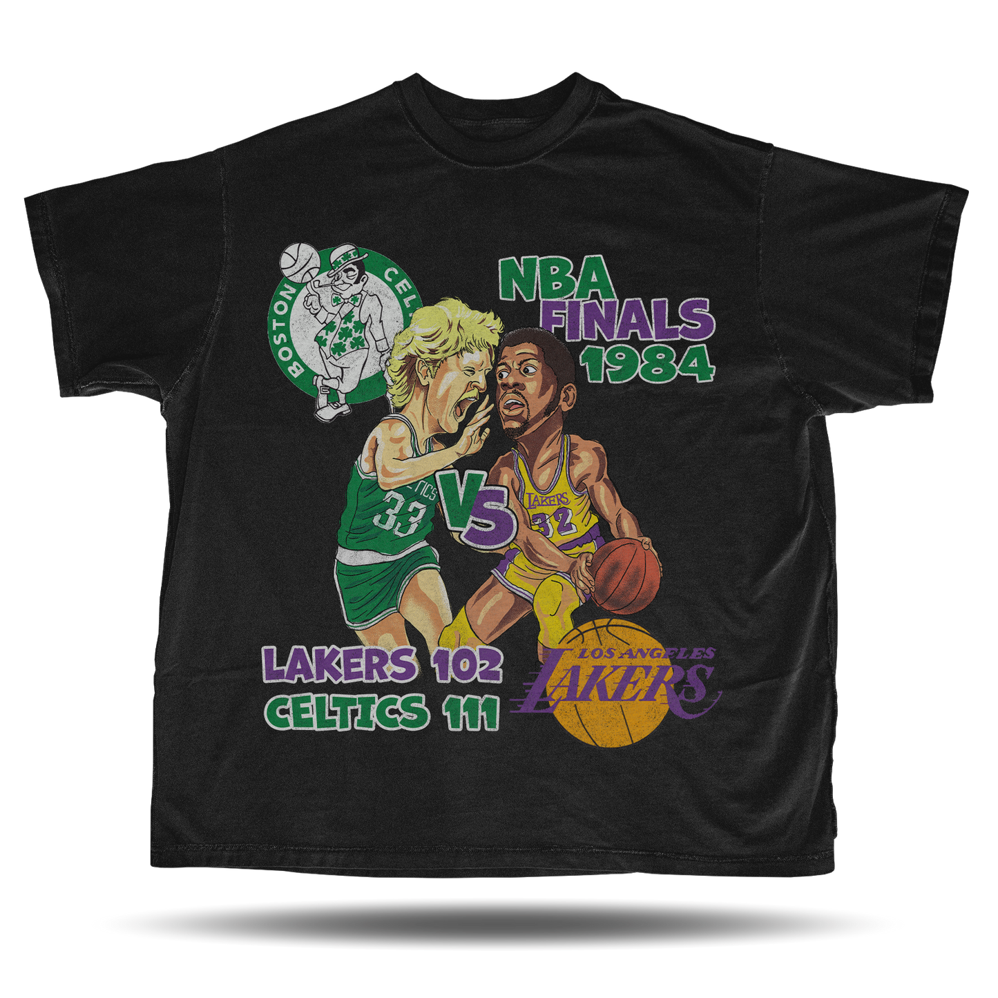 1984 NBA Finals Oversized Vintage Bootleg T-Shirt