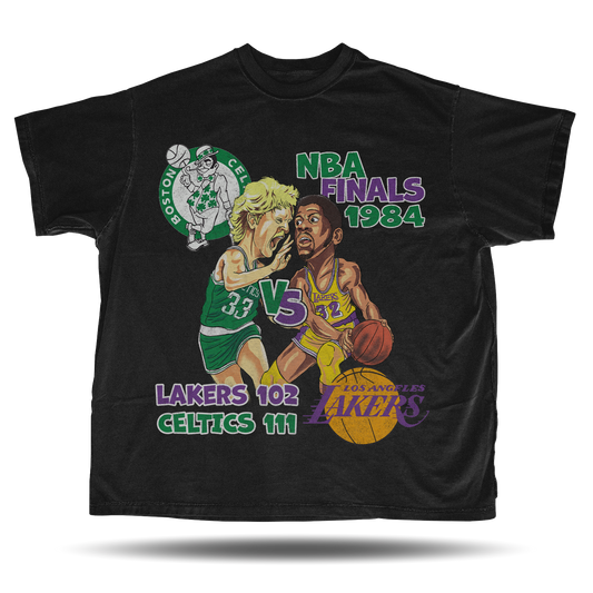 1984 NBA Finals Oversized Vintage Bootleg T-Shirt