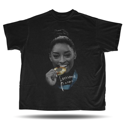 Simone Biles - Big Head - Oversized Vintage Bootleg T-Shirt – 90s Hip-Hop Retro